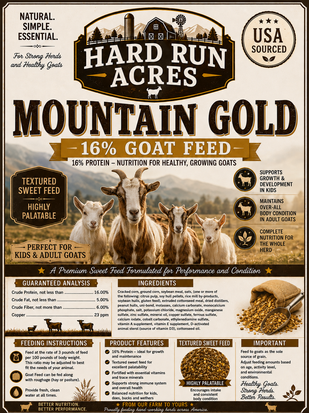 Mountain Gold 16% Goat Feed