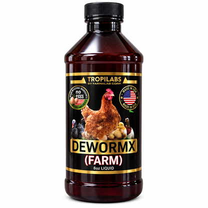Dewormx Farm (liquid) - ALL NATURAL DEWORMER - for Chickens & Other Poultry