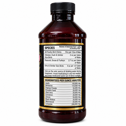 Dewormx Farm (liquid) - ALL NATURAL DEWORMER - for Chickens & Other Poultry