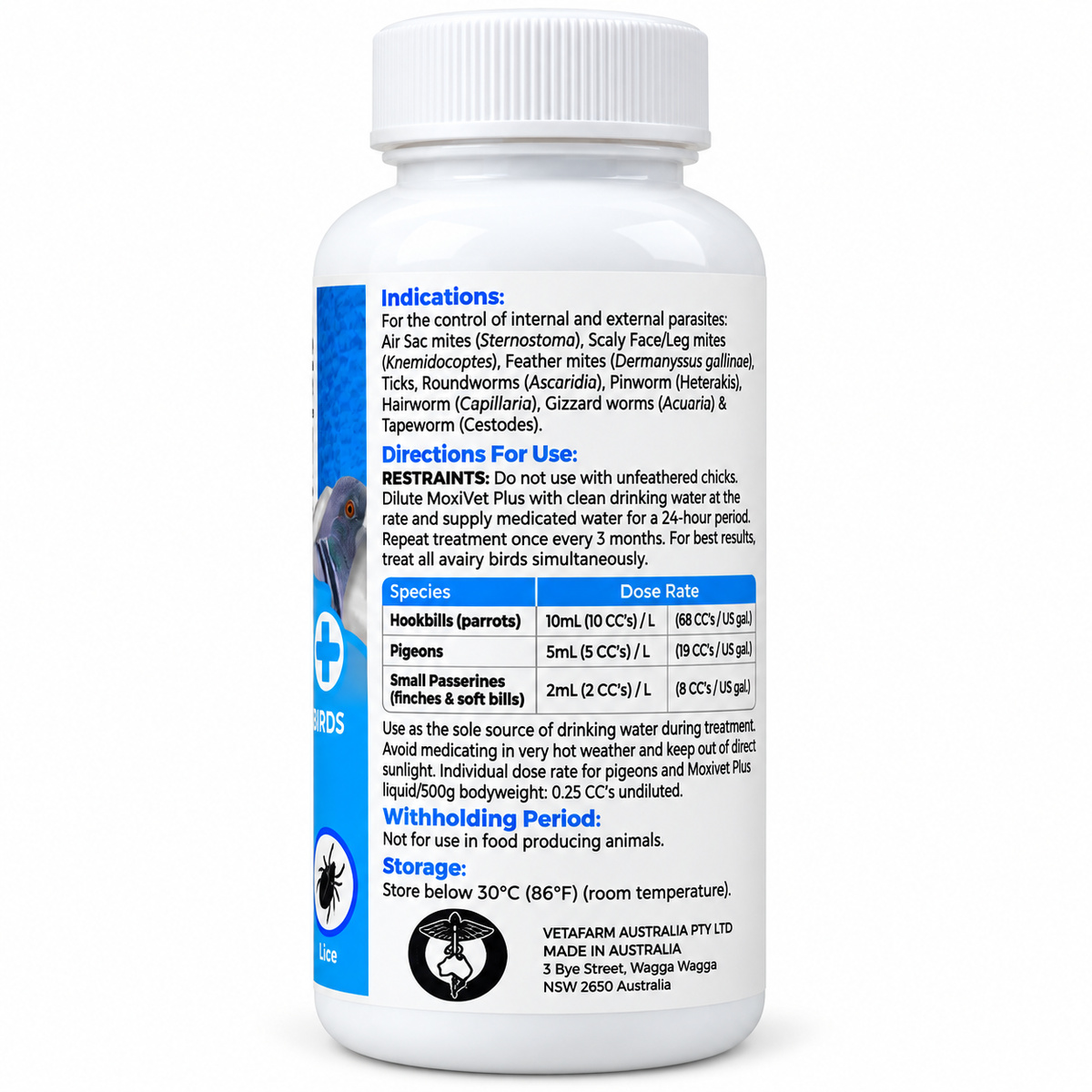 Vetafarm MoxiVet Plus – Moxidectin + Praziquantel – 250 mL