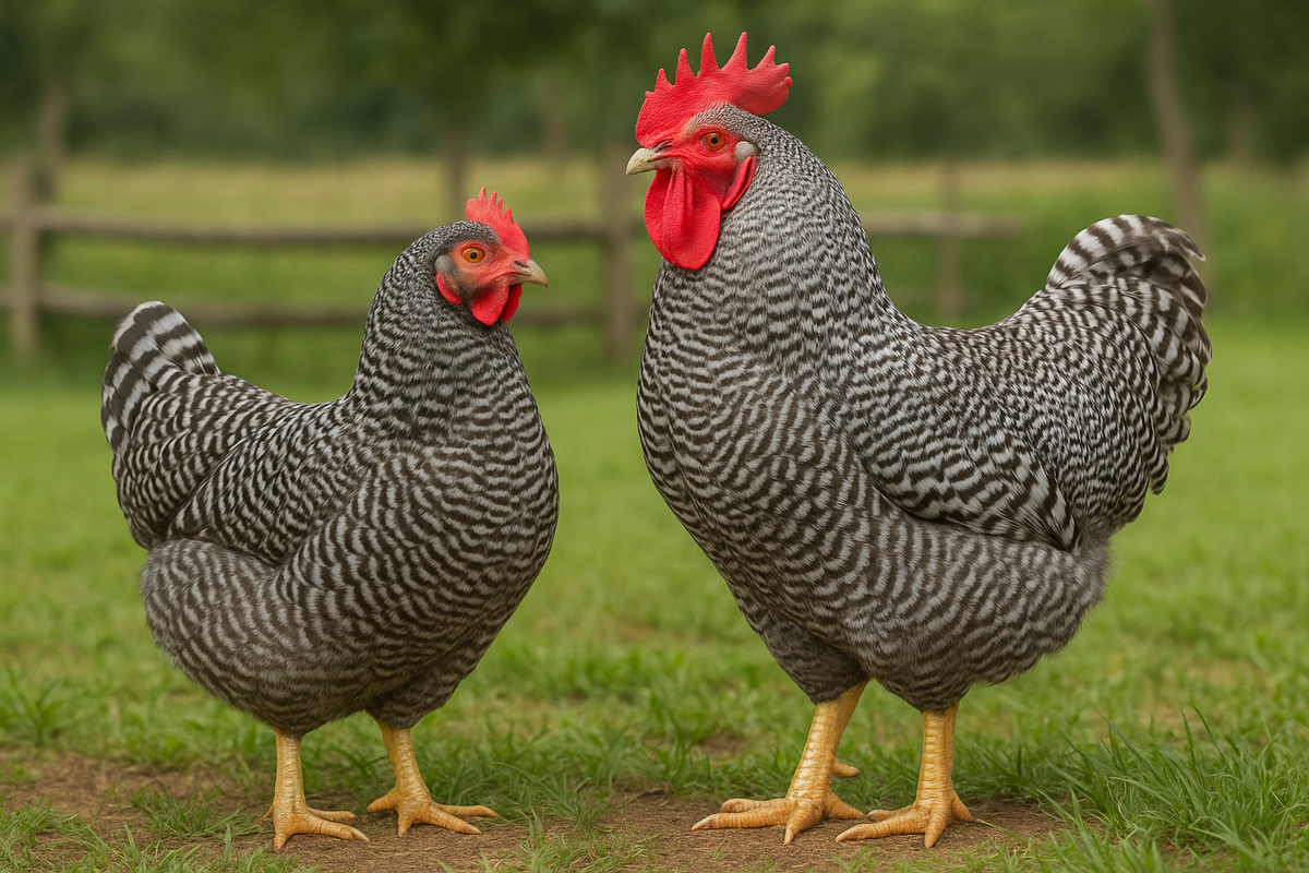 Barred Rock Hen & Rooster - AI-generated placeholder image