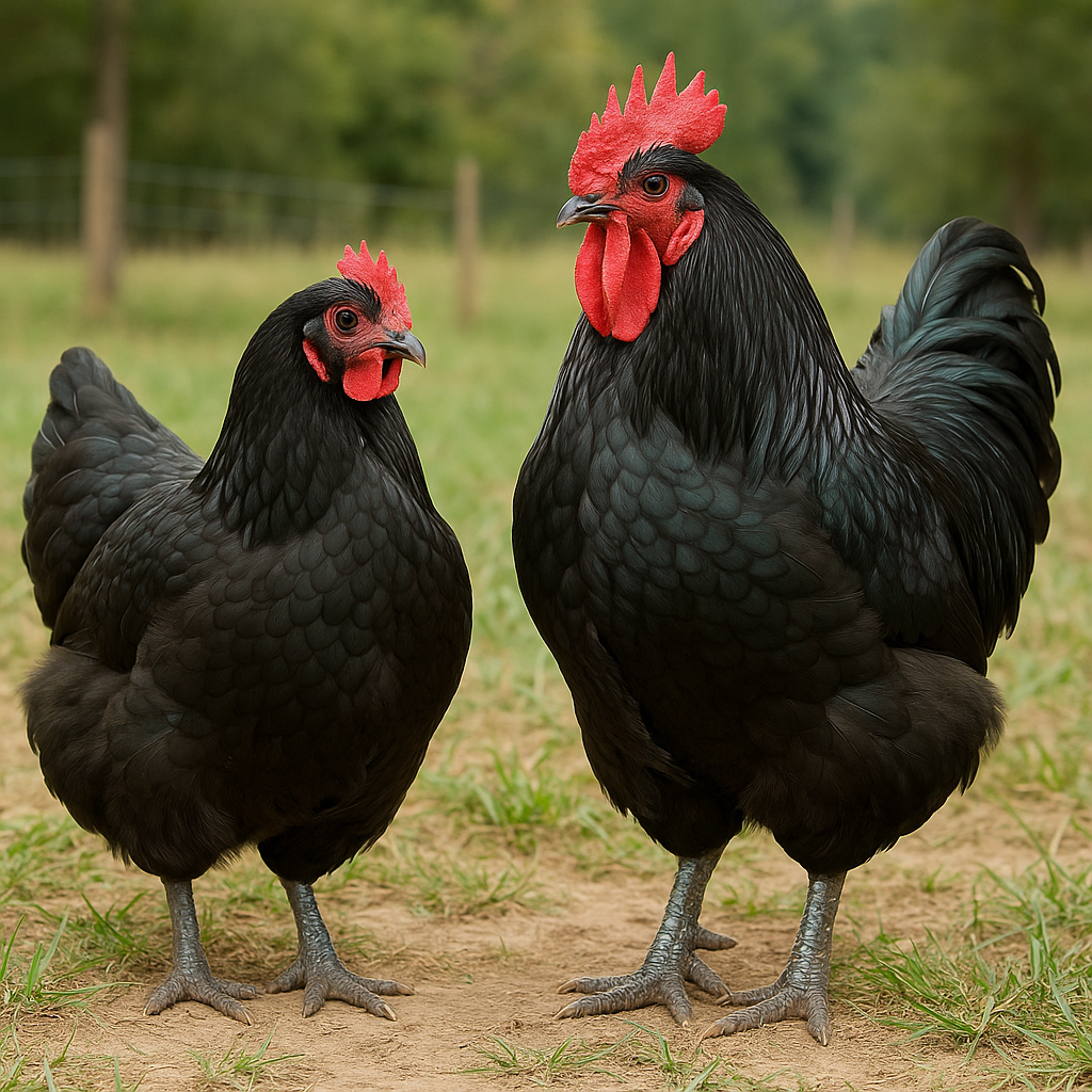 Black Australorp Hen & Rooster - AI-generated placeholder image