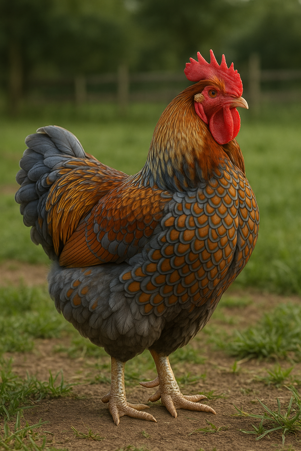 Blue Laced Gold Wyandotte Rooster - AI-generated placeholder image