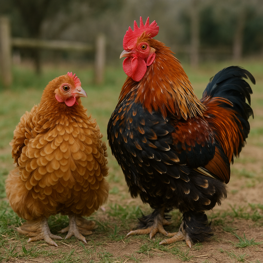 Frizzle Cochin Bantam Hen & Rooster - AI-generated placeholder image