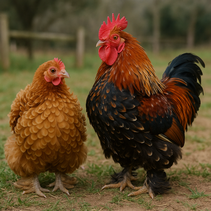 Frizzle Cochin Bantam Hen & Rooster - AI-generated placeholder image