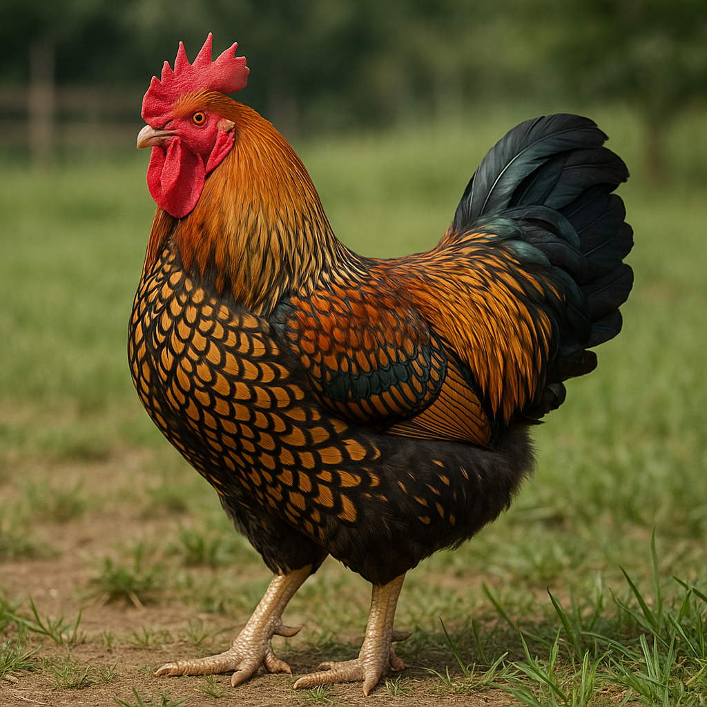 Golden Laced Wyandotte Rooster - AI-generated placeholder image