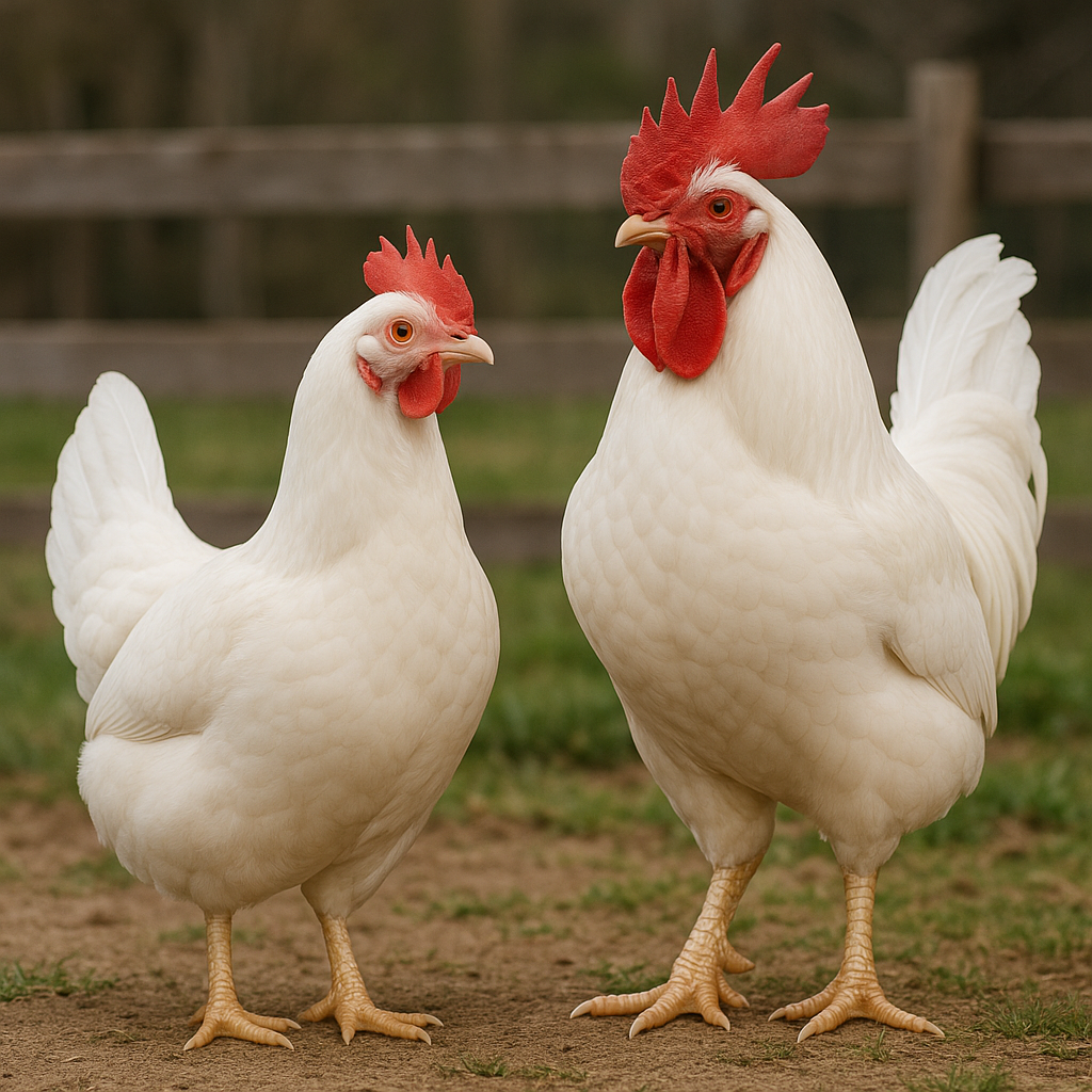 Hyline White Leghorn Hen & Rooster - AI-generated placeholder image