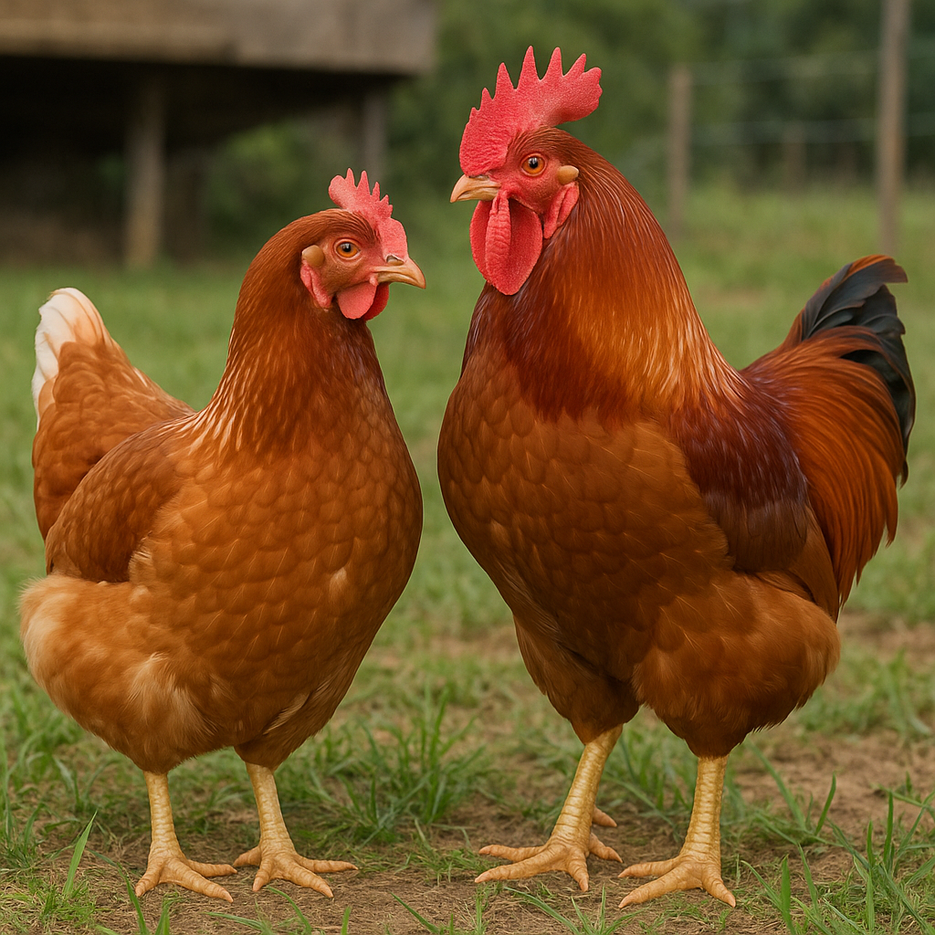 ISA Brown Hen & Rooster - AI-generated placeholder image