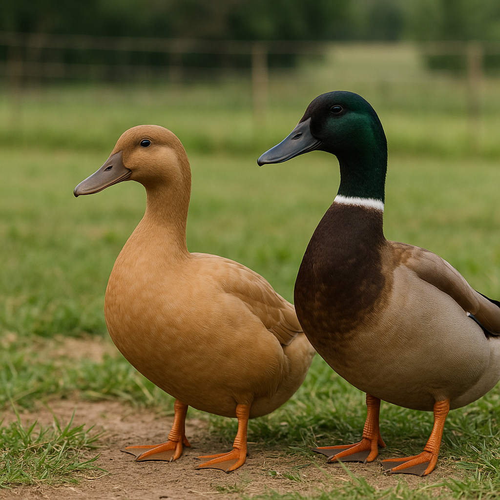 Khaki Campbell Duck & Drake - AI-generated placeholder image