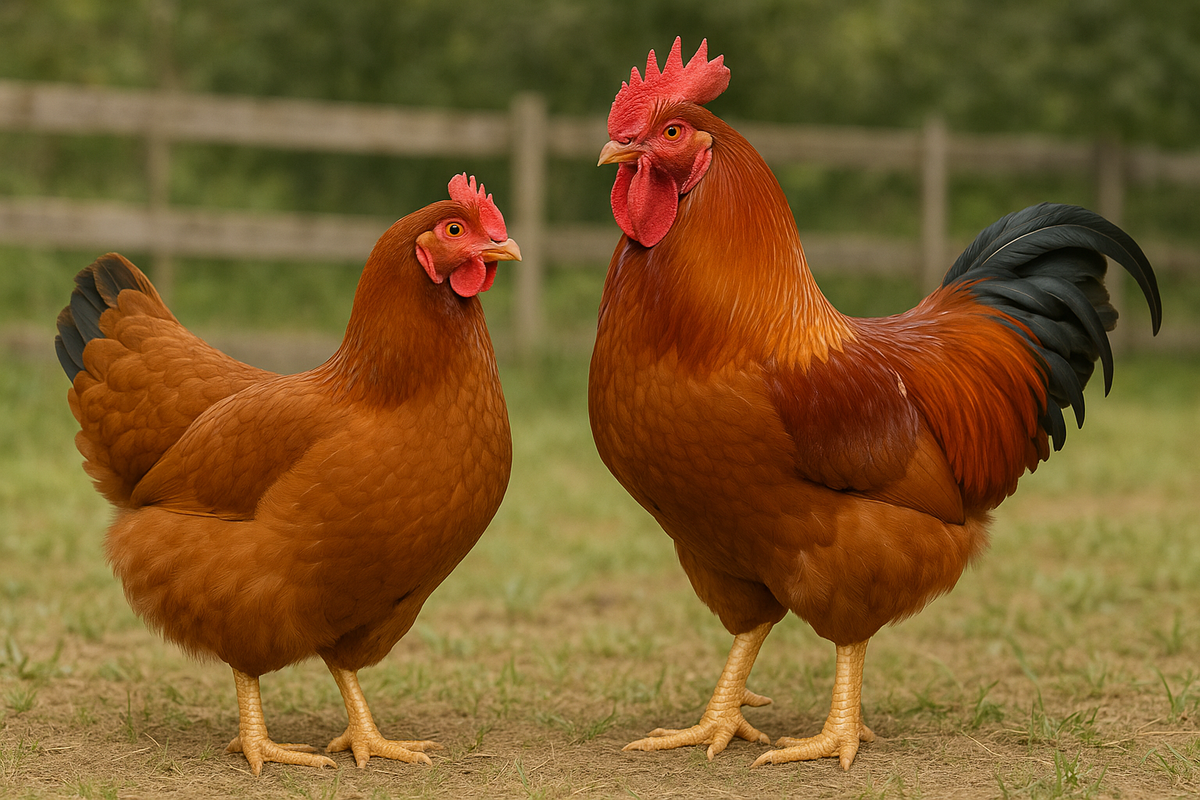 New Hampshire Red Hen & Rooster - AI-generated placeholder image