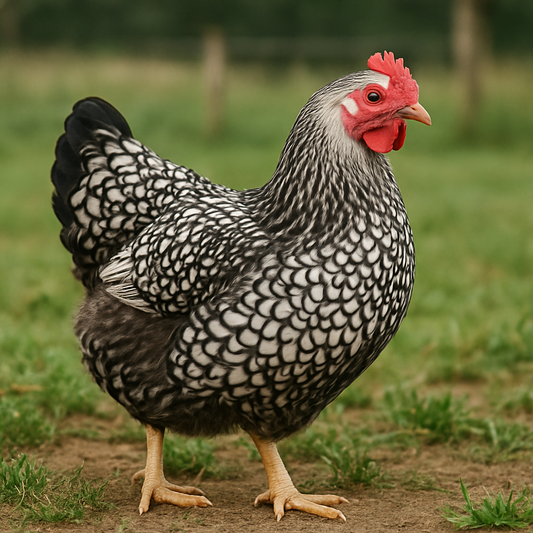 Silver Laced Wyandotte Hen - AI-generated placeholder image