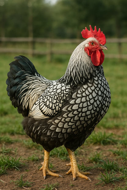Silver Laced Wyandotte Rooster - AI-generated placeholder image