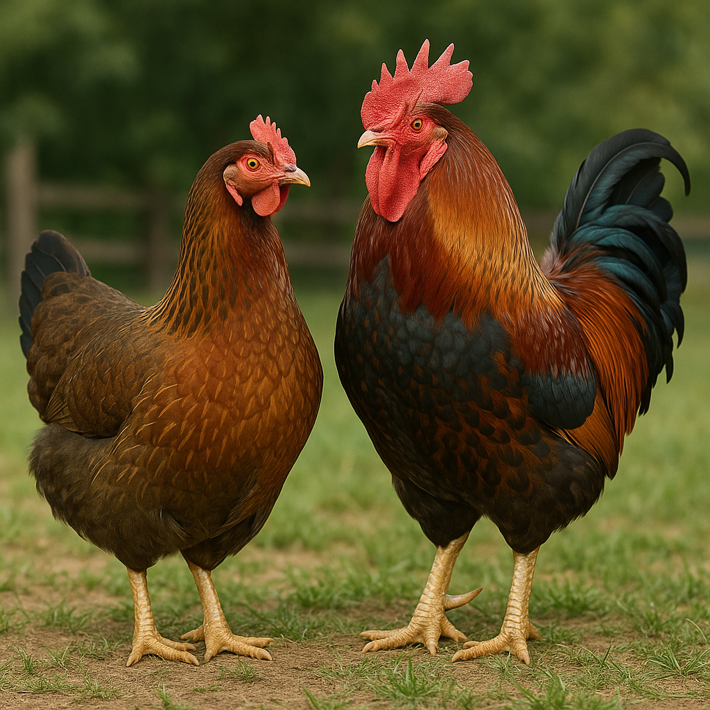 Welsummer Hen & Rooster - AI-generated placeholder image